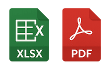 XLSX 및 PDF 아이콘